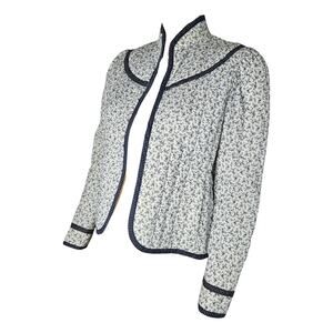 1970s Jessicas Gunnies Blue White Floral Quilted Blazer San Francisco Size Small